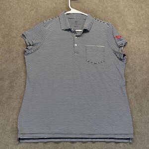 Renwick Polo Shirt Womens Large Striped Pima Cotton LACC 123rd US Open Golf Logo